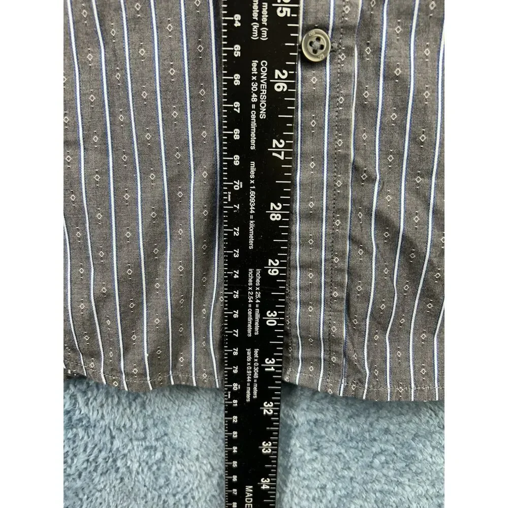 Banana Republic size L Men’s Gray Blue Striped Long Sleeve Button Up Shirt